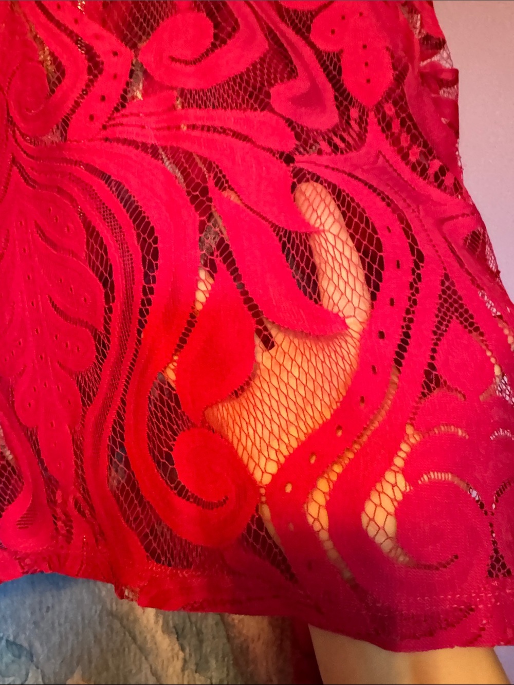 Ashley Stewart Fushia  Sheer Patterned Long-Sleeve Top - Picture 2 of 8
